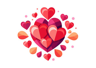 Vibrant layered heart cluster, abstract love and romance design