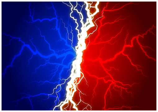 対立する赤と青の雷背景｜Red vs Blue Lightning Abstract Background