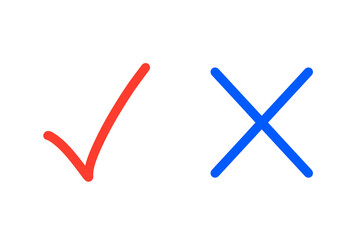 赤色と青色｜チェックマークとバツマーク	
