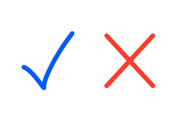 青色と赤色｜チェックマークとバツマーク	
