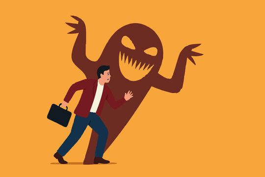 business fraud, deceive or hide the truth, business trap with the lure of success, fraud investment offers, businessmen who offer fake business or investments with the monster shadow