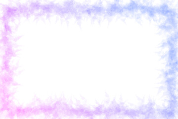 Abstract Frame overlay consisting of smoke with gradient from purple to blue with transparent background, PNG.