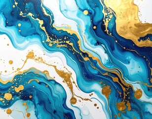 Flowing blues and gold, like liquid luxury