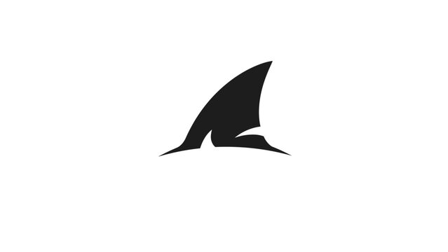 Black silhouette of a shark fin on a white background