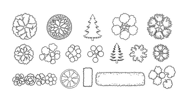 Indoor Plant Top View Vector Icons, Potted Houseplants for Architectural Floor Plans, Biophilic Interior Design Symbols.