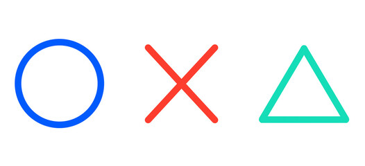 シンプルなマル・バツ・三角のイラスト	
