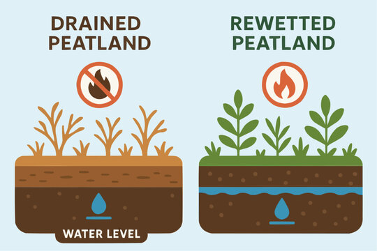 Peatland Fire Prevention and Rewetting Illustration