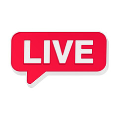 3d rendering icon live red color