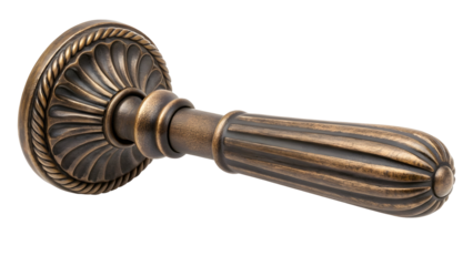 Ornate Antique Door Handle isolated on a transparent background