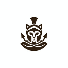 Cat Warrior In Spartan Logo