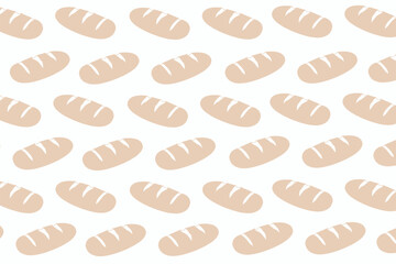 Seamless Long Bread Pattern with Hand-Drawn Baguette Illustrations on a Clean Background for Bakery and Food-Themed Designs