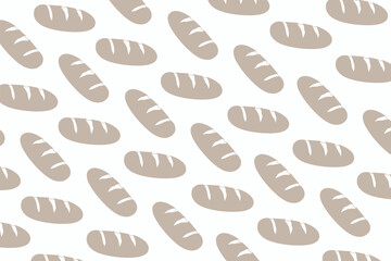 Seamless Long Bread Pattern with Hand-Drawn Baguette Illustrations on a Clean Background for Bakery and Food-Themed Designs