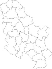 Outline map of Serbia on white background 