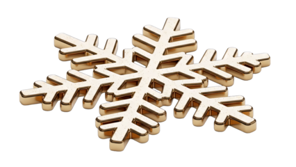 Golden Snowflake Ornament on White Background