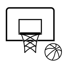 シンプルなバスケットボールのゴールとボールのイラスト