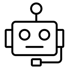 Service Robot Vector Line Icon Design
