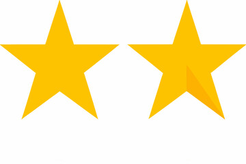 Two bright yellow stars against a plain white background simple graphic