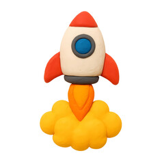 cartoon rocket isolated on white