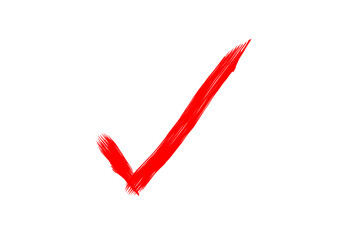 red tick on white background