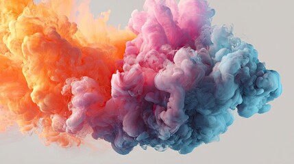 Vibrant orange and cool blue ink plumes collide spectacularly creating stunning abstract volumetric texture perfect for modern backgrounds