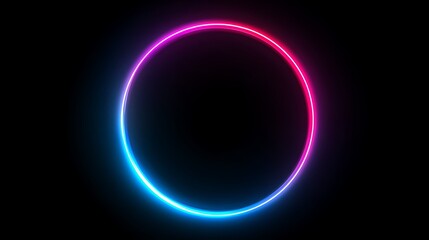 A vibrant neon oval glows against a stark black background