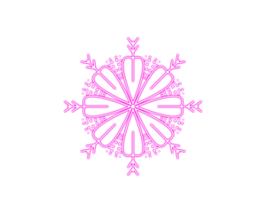 Pink heart-themed snowflake illustration for winter designs. Cute decorative holiday graphic for prints and crafts. Romantic seasonal symbol for festive projects.