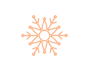 Orange minimalist snowflake illustration for winter  Clean geometric seasonal design perfect for crafts and prints. Modern frosty symbol for holiday and festive projects.