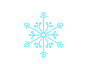 Minimal blue snowflake icon featuring clean geometric winter symmetry. Delicate seasonal design adds a crisp and modern touch to holiday visuals. Perfect for decorations, branding, and festive themes.