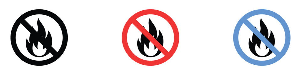 No open flame prohibition sign icon vector. safety, warning symbol. vector illustration.