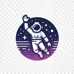 Astronaut floating in space with stars and planets.