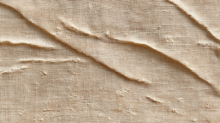  Close-up of Light Beige Natural Wrinkle Textile, Linen or Cotton Fabric with Detailed Weave Texture