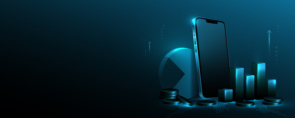 Global stock market financial mobile phone concept data analysis graph background image