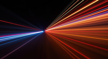 Dynamic streaks of vibrant energy captured during a long exposure process, symbolizing velocity and fluid movement across the frame ,transition ,wallpaper ,contemporary