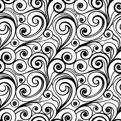 Intricate swirling floral pattern in monochrome a seamless repeating design