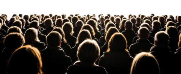 Audience silhouettes in dramatic lighting transparent background cutout png