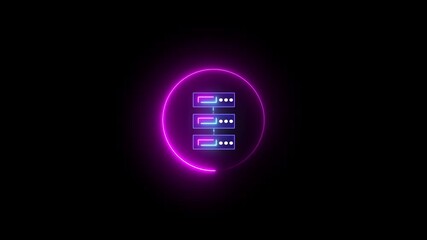 Cloud technology concept for data management system, online database storage, networking and internet service. Information system for business. Animated cloud computing icon. 4k video