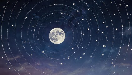 Celestial Moon and Stars in Orbit.
