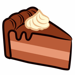 Chocolate Cake Slice in Cute Flat Style for Dessert Illustration