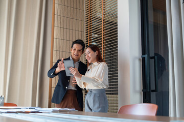 Businessmen working and thinking together