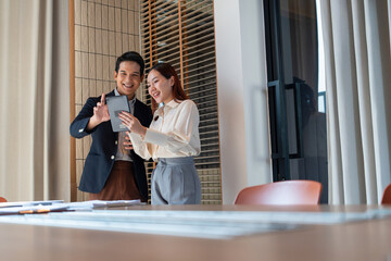 Businessmen working and thinking together