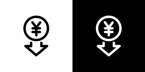 円の受け取り、下降のアイコン