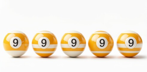 Obraz premium Snooker balls number nine in a row isolated on white background