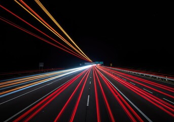 Abstract background featuring vivid streaks of colored light creating dynamic motion and energy on a dark night highway setting ,vivid ,wallpaper ,traffic