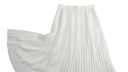 Flowing, floor-length white pleated skirt, gently curved against a transparent background