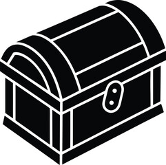 Gold treasure chest silhouette simple black flat graphic 1