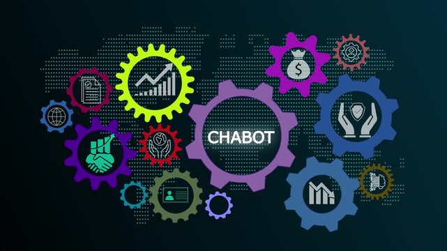 Chatbot animation video presenting international standard organization solutions, global technology networks, and internet-enabled conversational AI systems. - Powered by Adobe