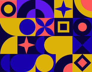 Geometric Abstract Pattern Colorful Modern Shapes Background in Retro Pop Art Style Trendy Seamless Vector Illustration
