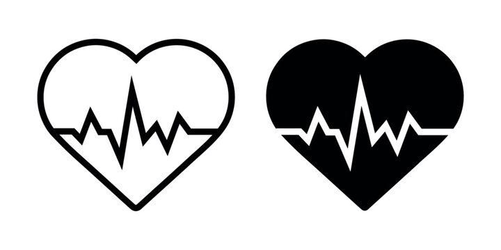 Heartbeat line heart icon set medical ecg love symbol vector for ui and mobile