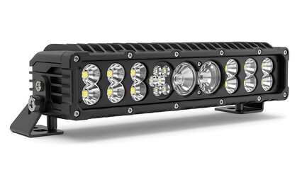 Powerful black led light bar isolated on a clean white background for automotive use