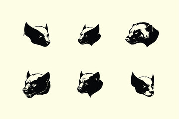 Collection of vintage style ink sketches depicting various canine head portraits